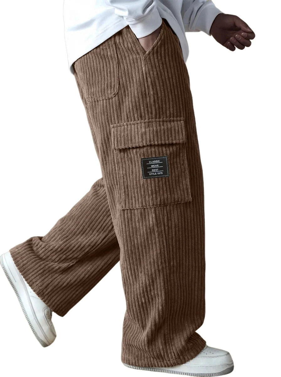American-style Vintage Vertical-striped Corduroy Mens Casual Workwear Pants — image 10