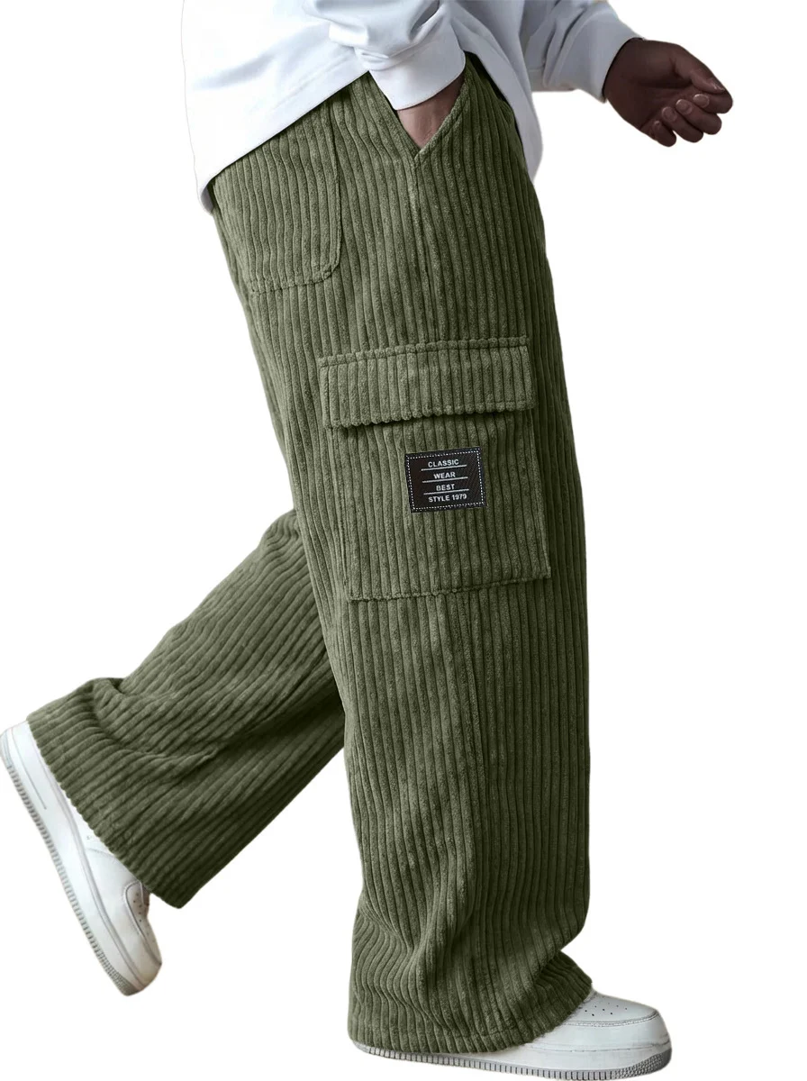American-style Vintage Vertical-striped Corduroy Mens Casual Workwear Pants — image 6