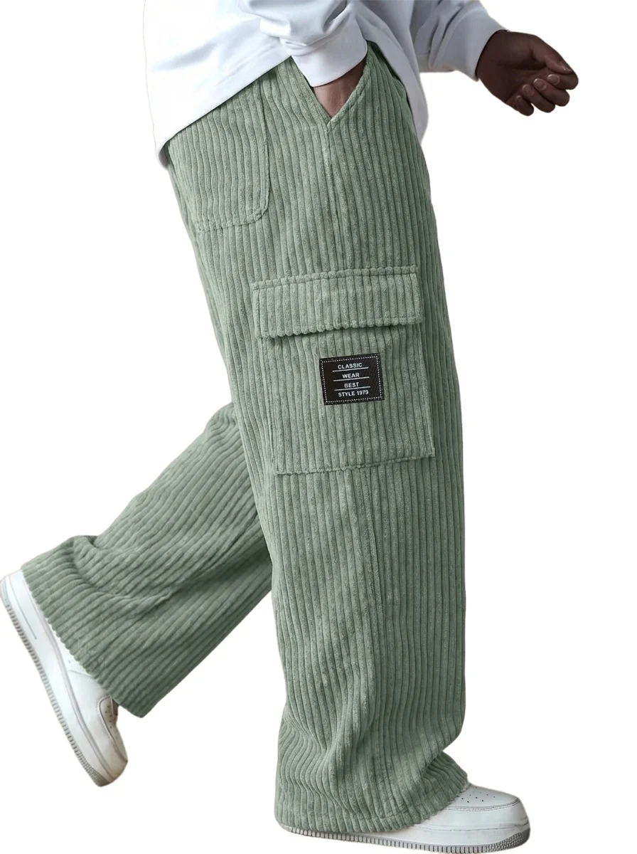American-style Vintage Vertical-striped Corduroy Mens Casual Workwear Pants — image 7