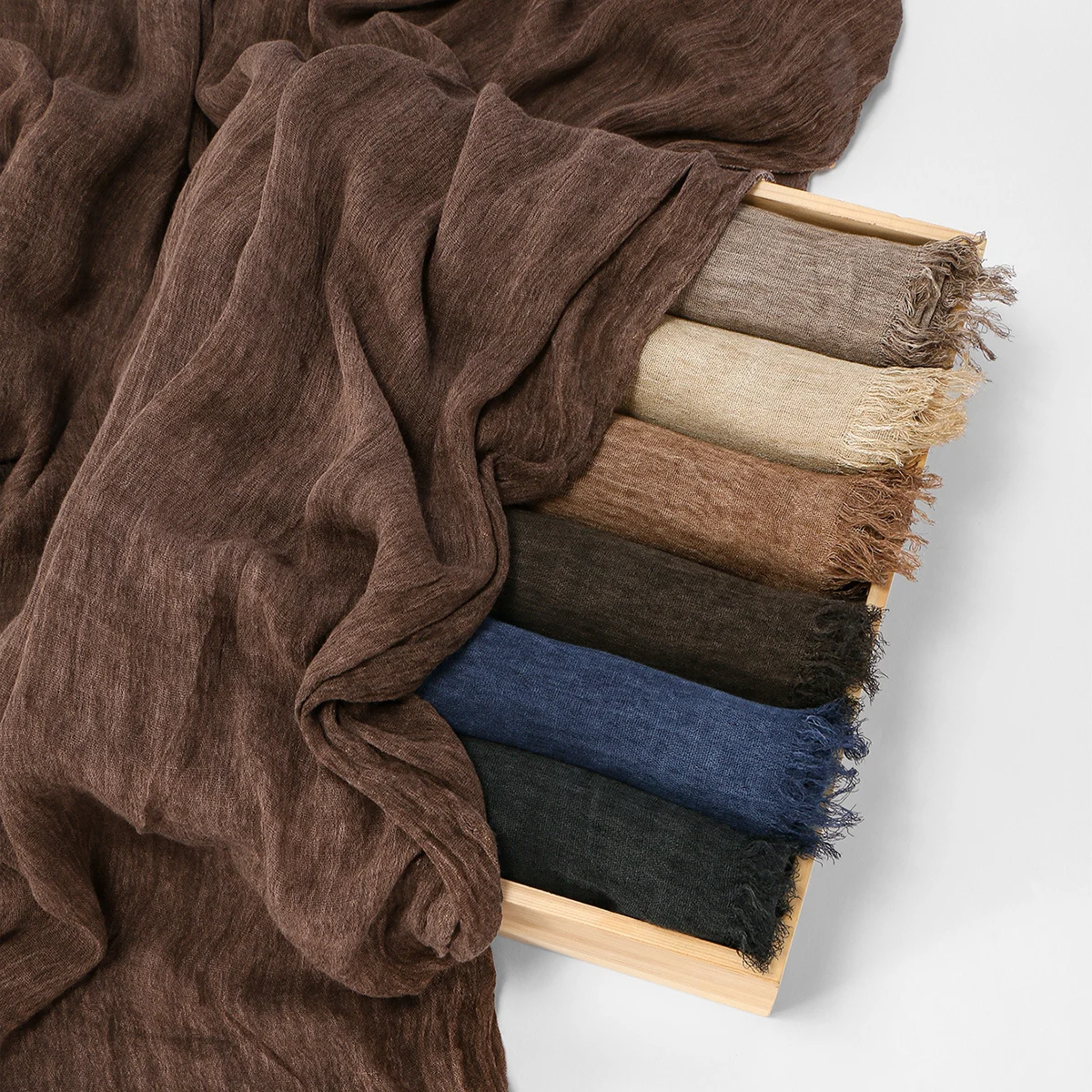 Arrival Rayon Crinkle Chain-pattern Fringed Long Scarf — image 6