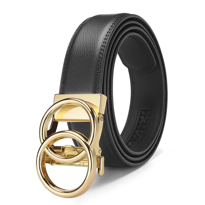 Automatic Buckle Real Leather 14-grain Belt Can Be Fixed Men's Simple Business 3.5cm. — image 2