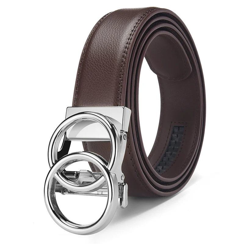 Automatic Buckle Real Leather 14-grain Belt Can Be Fixed Men's Simple Business 3.5cm. — image 3