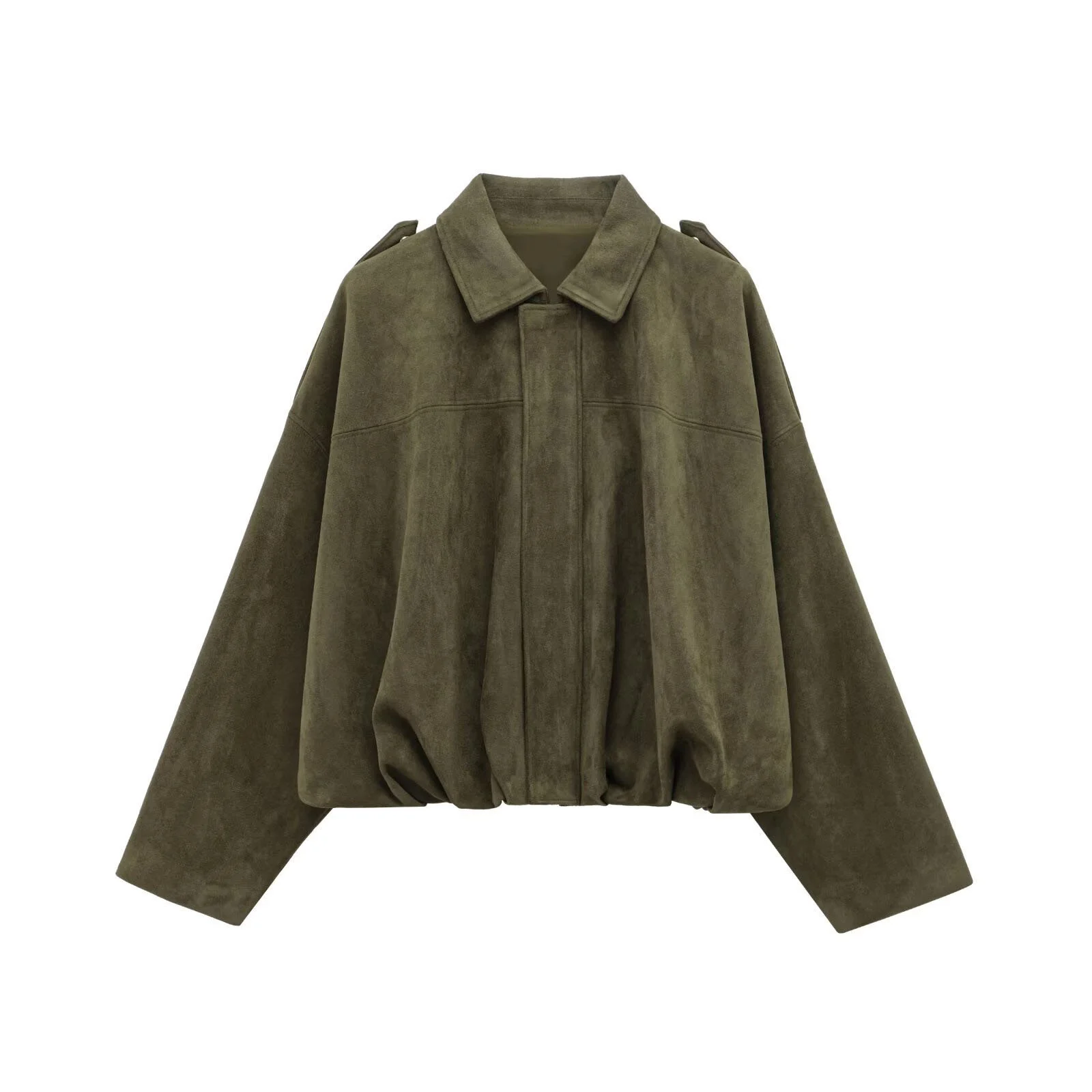 Autumn And Winter Bomber Jacket Bat Sleeve Zipper Loose Suede Texture Tops Women's… — image 8