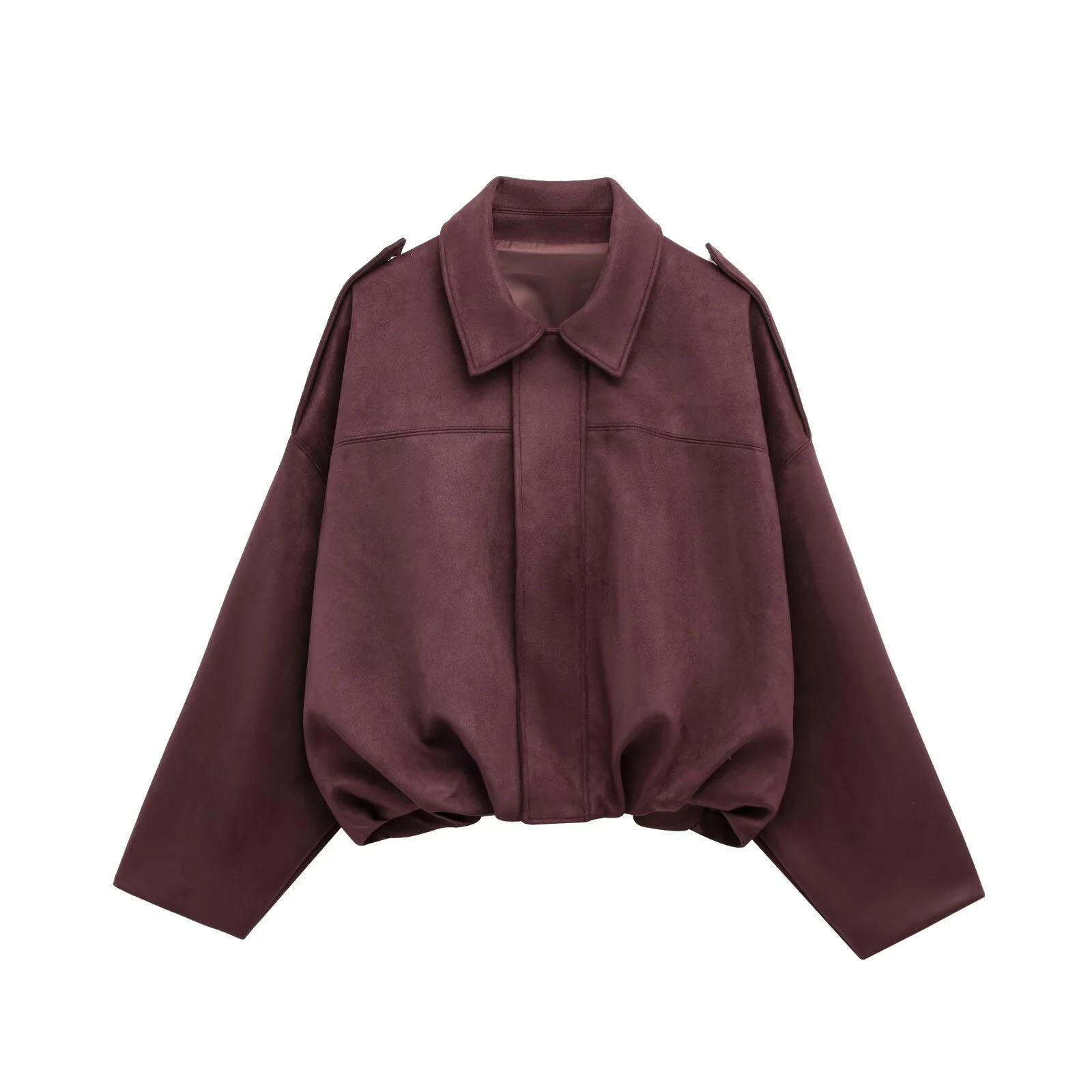 Autumn And Winter Bomber Jacket Bat Sleeve Zipper Loose Suede Texture Tops Women's… — image 3
