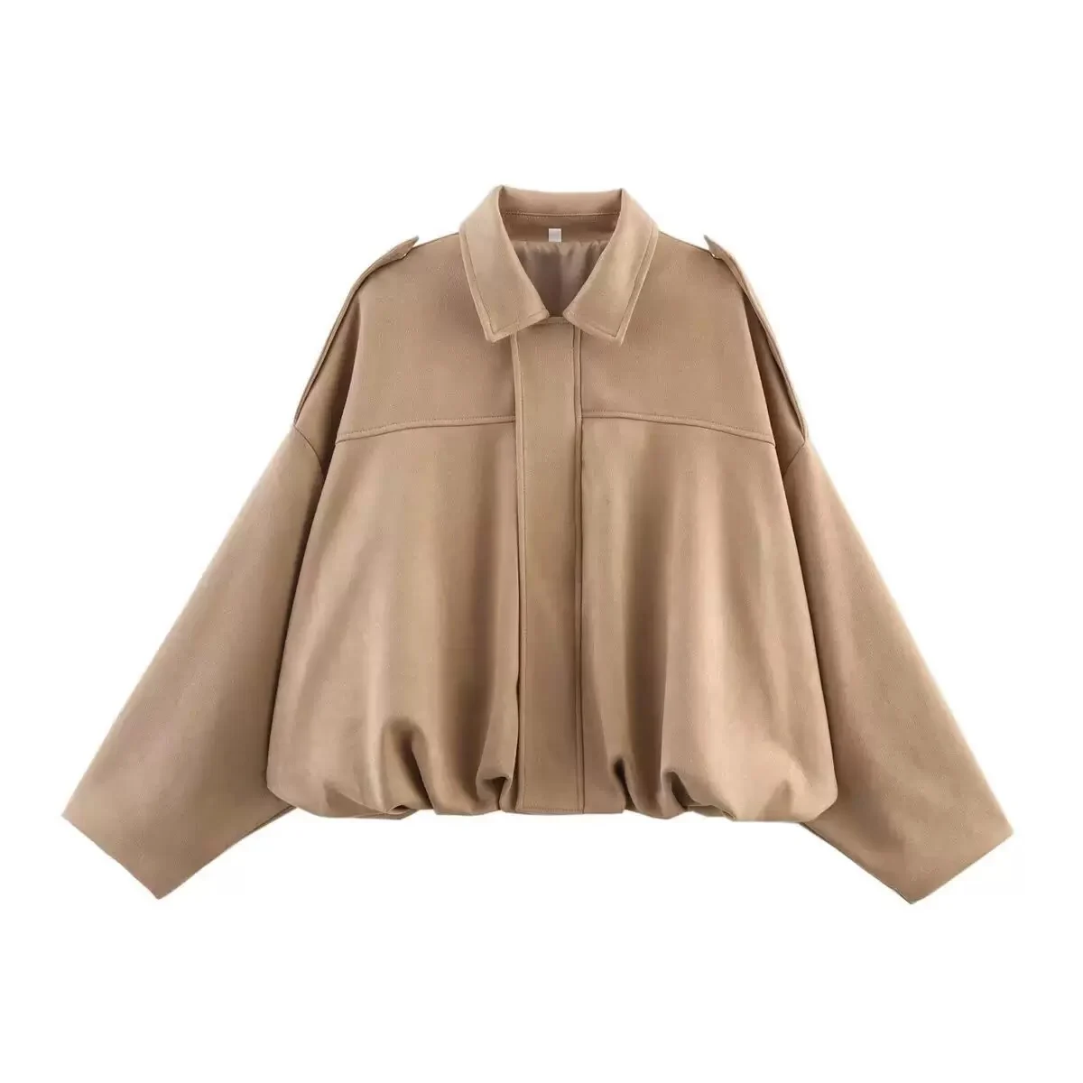 Autumn And Winter Bomber Jacket Bat Sleeve Zipper Loose Suede Texture Tops Women's… — image 9