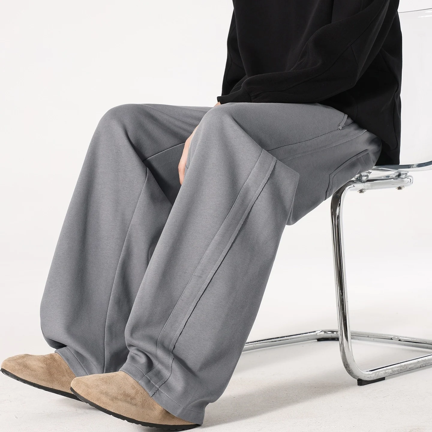 Autumn And Winter Knitted Cropped Casual Pants For Men — image 1