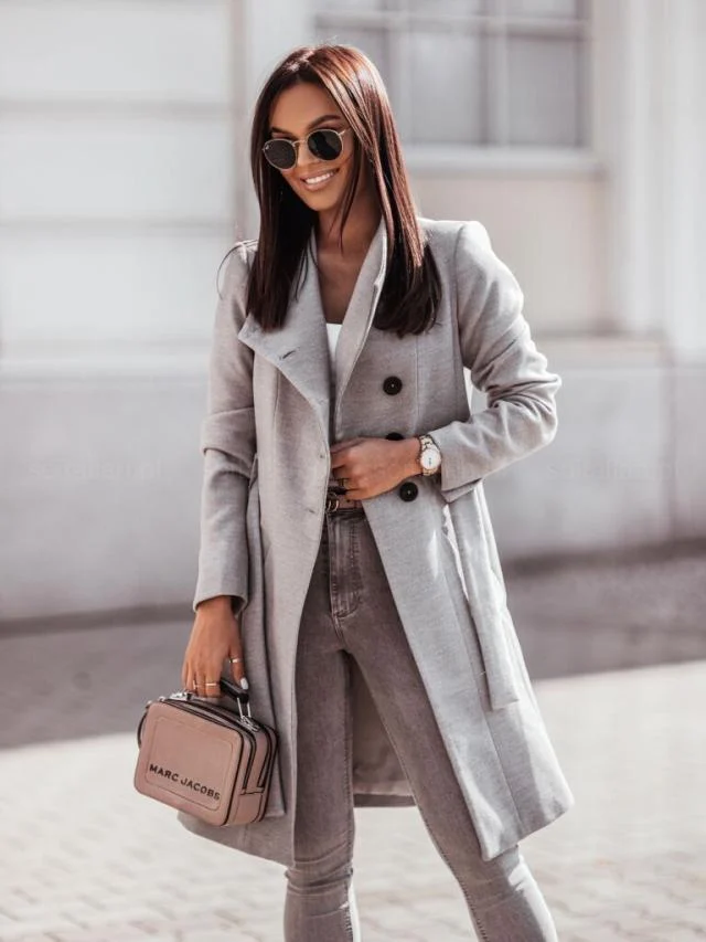 Autumn And Winter Lapel Single-breasted Tie-waist Coat, Casual Office Commuter… — image 5