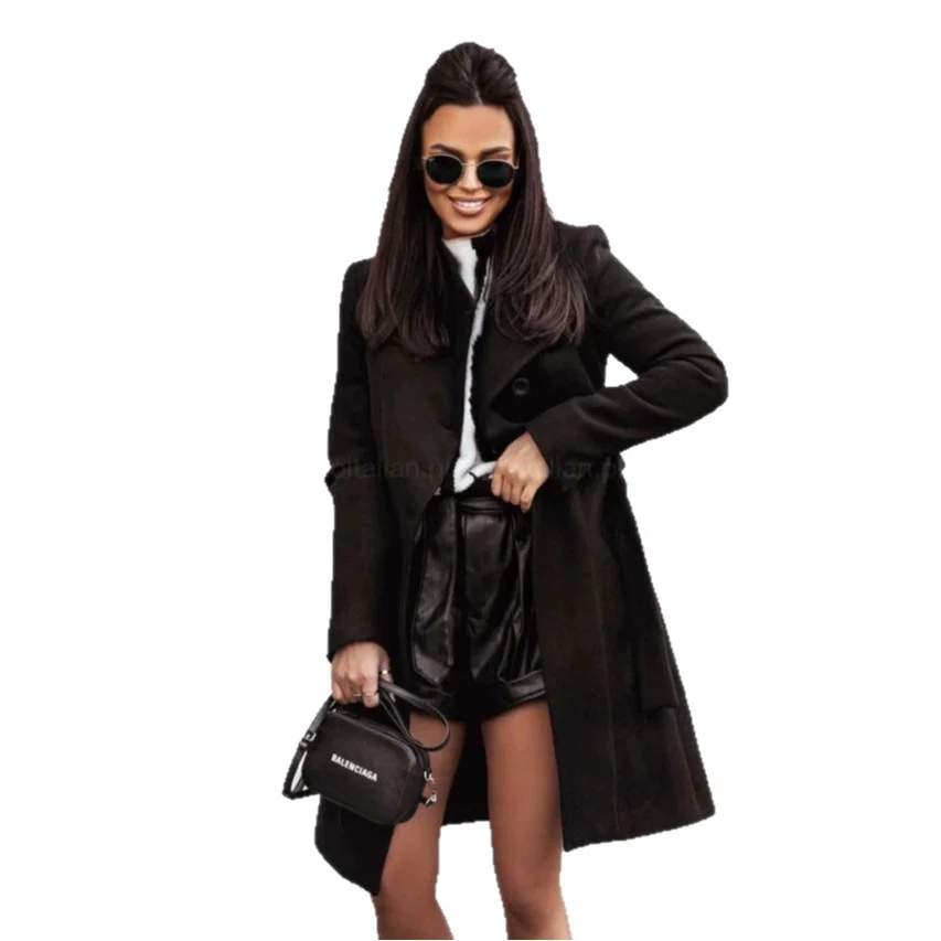 Autumn And Winter Lapel Single-breasted Tie-waist Coat, Casual Office Commuter… — image 8