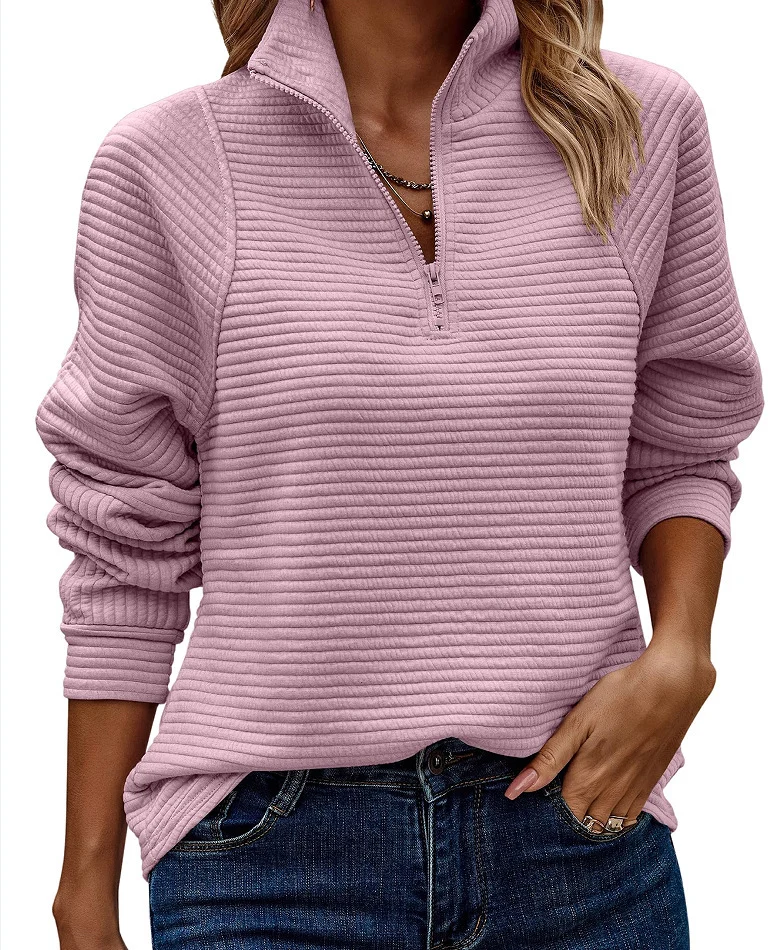 Autumn And Winter New Comfortable Loose Snake Bone Pattern Solid Color Stand Collar… — image 6