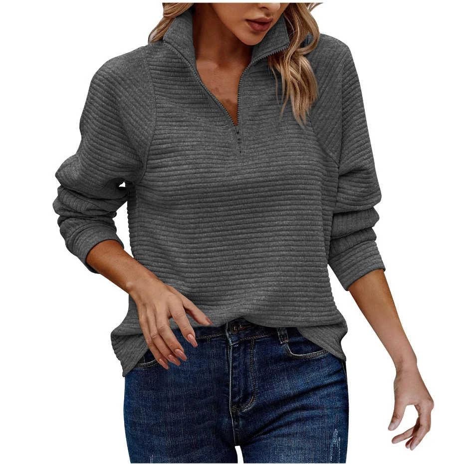 Autumn And Winter New Comfortable Loose Snake Bone Pattern Solid Color Stand Collar… — image 14