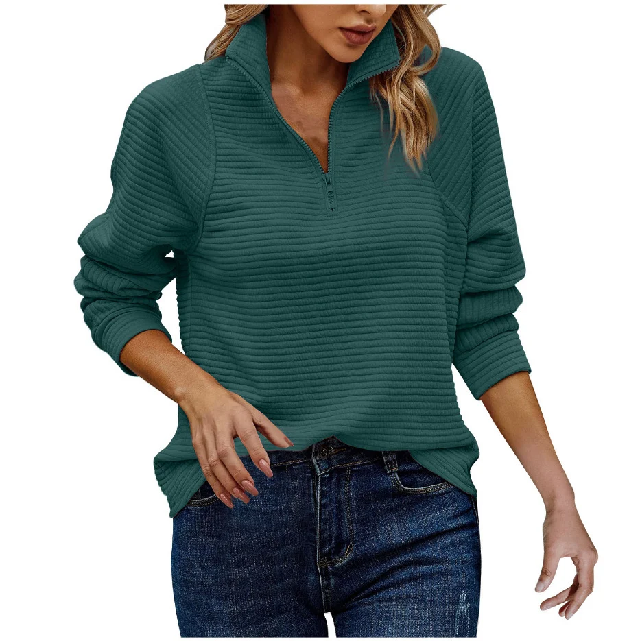 Autumn And Winter New Comfortable Loose Snake Bone Pattern Solid Color Stand Collar… — image 13