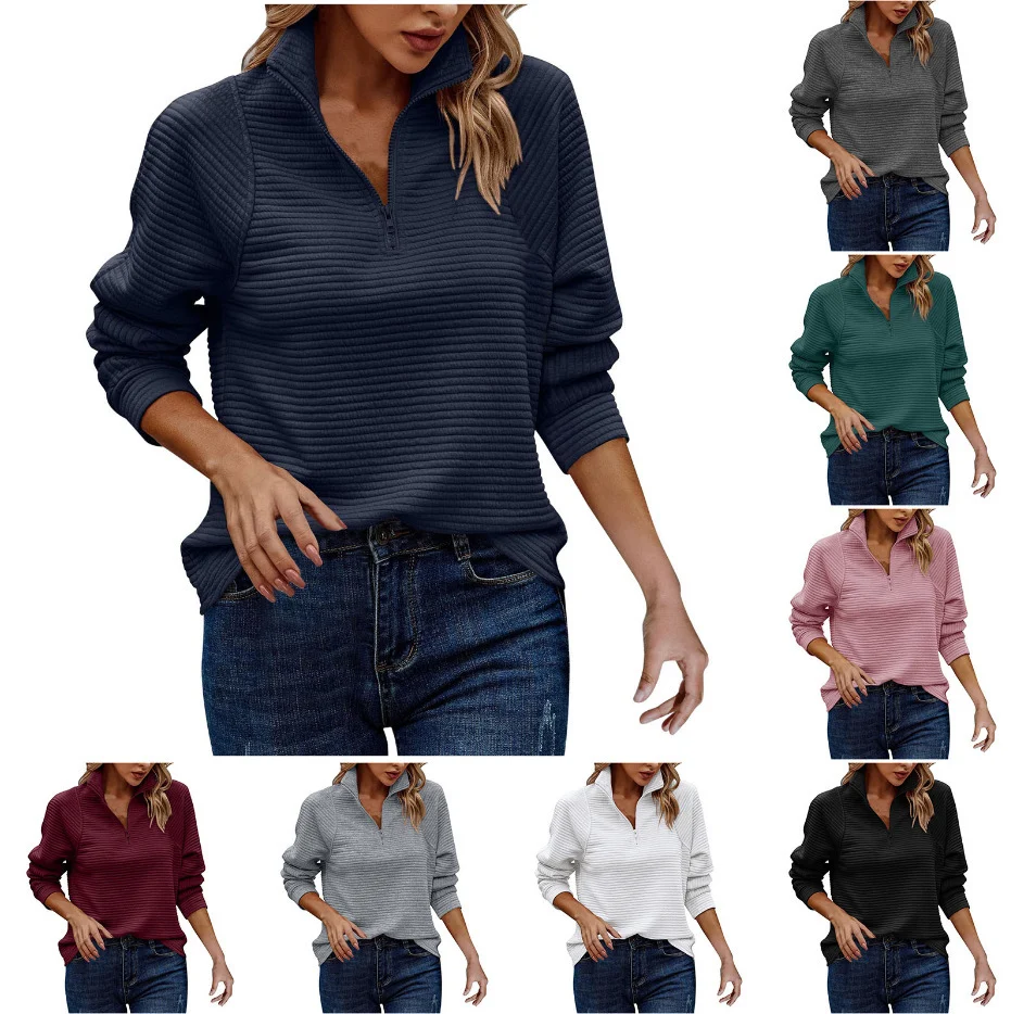 Autumn And Winter New Comfortable Loose Snake Bone Pattern Solid Color Stand Collar… — image 7