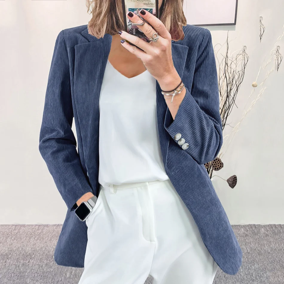 Autumn And Winter New Corduroy Cardigan Elegant Slim-fit Solid Color Casual… — image 2
