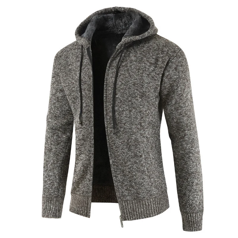 Autumn And Winter New Men's Thickened Fleece Cardigan Sweater Hooded Jacket — image 6