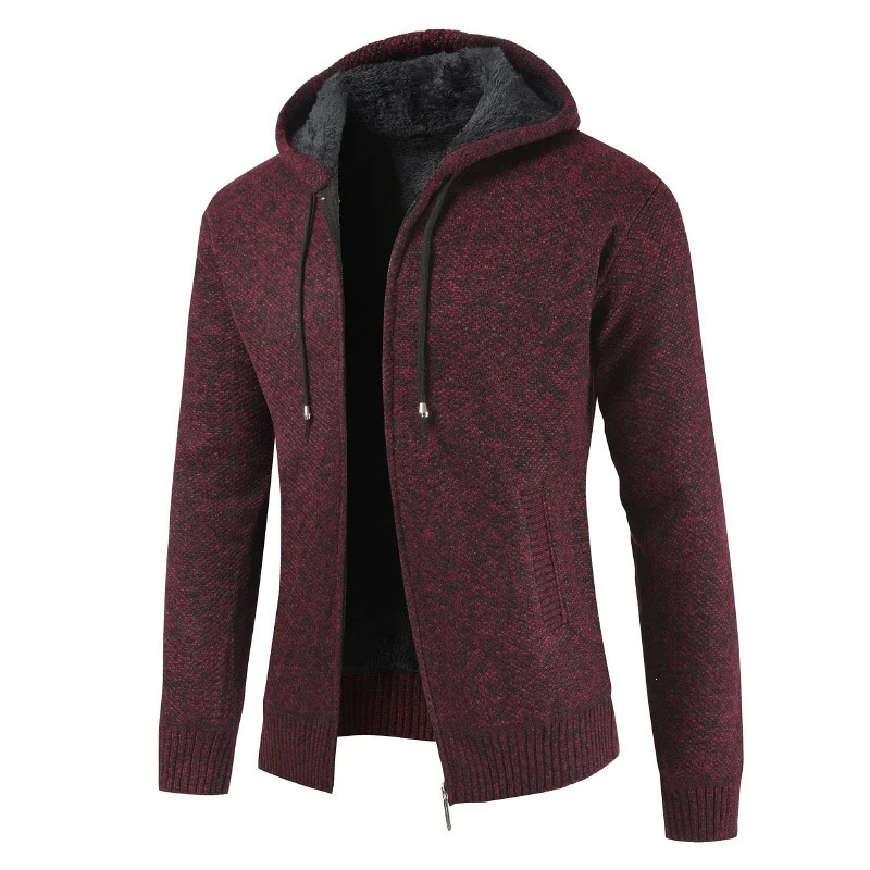 Autumn And Winter New Men's Thickened Fleece Cardigan Sweater Hooded Jacket — image 5