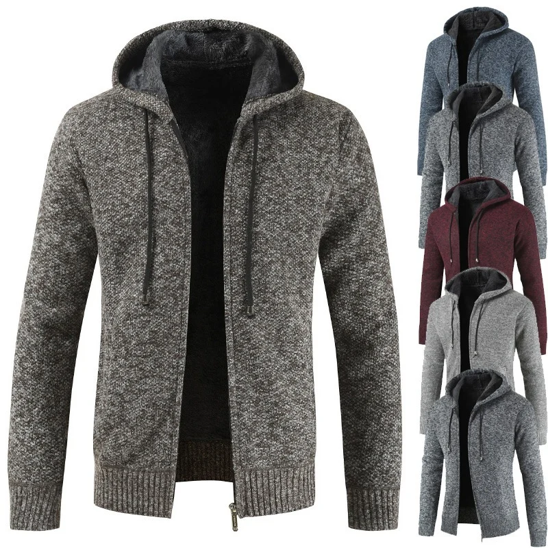 Autumn And Winter New Men's Thickened Fleece Cardigan Sweater Hooded Jacket — image 4