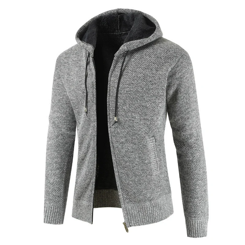 Autumn And Winter New Men's Thickened Fleece Cardigan Sweater Hooded Jacket — image 8