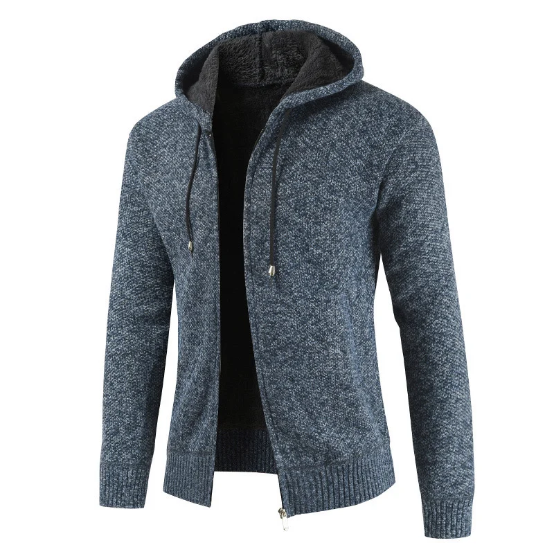 Autumn And Winter New Men's Thickened Fleece Cardigan Sweater Hooded Jacket — image 3