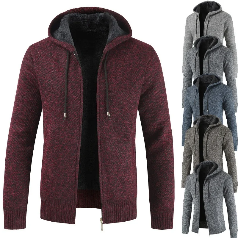 Autumn And Winter New Men's Thickened Fleece Cardigan Sweater Hooded Jacket — image 2