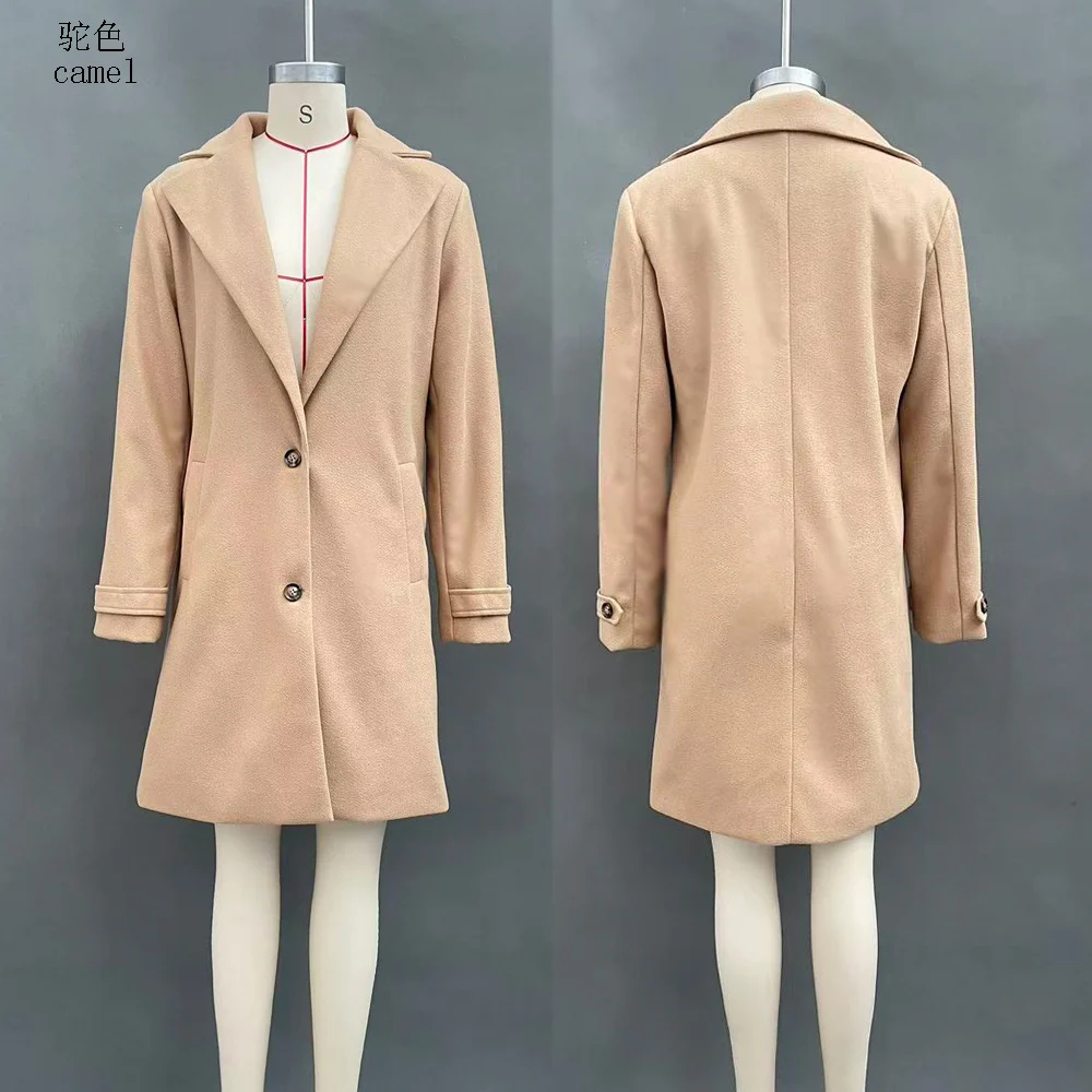 Autumn And Winter New Retro Casual Style Mid-length Lapel Coat Women's Woolen — image 7