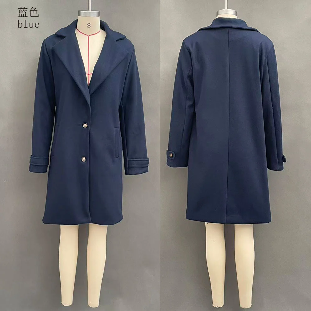 Autumn And Winter New Retro Casual Style Mid-length Lapel Coat Women's Woolen — image 9