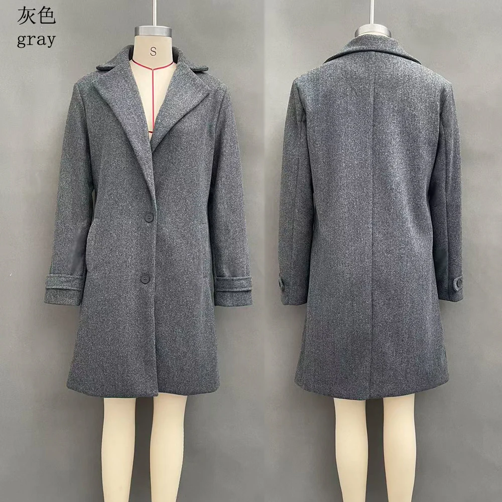 Autumn And Winter New Retro Casual Style Mid-length Lapel Coat Women's Woolen — image 10