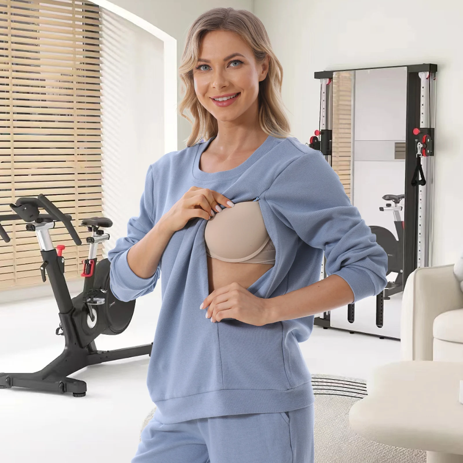 Autumn And Winter Pregnant Women Long Sleeve Nursing Hoodie — image 3