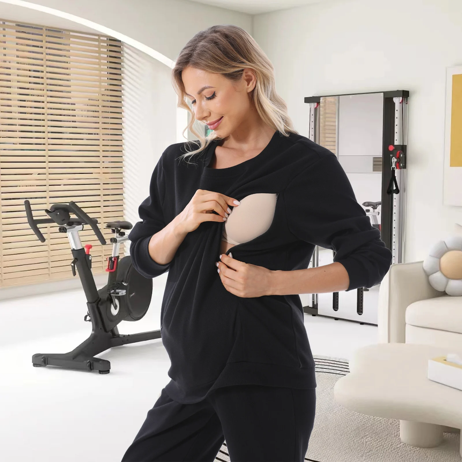 Autumn And Winter Pregnant Women Long Sleeve Nursing Hoodie — image 7
