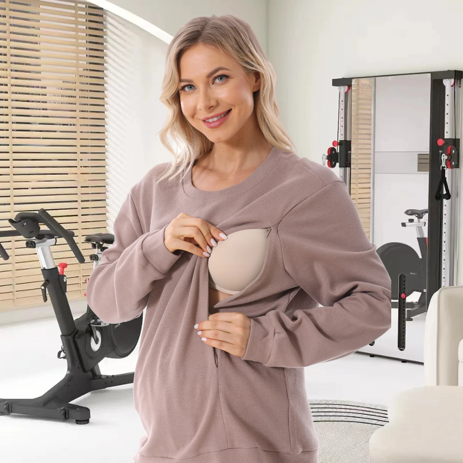 Autumn And Winter Pregnant Women Long Sleeve Nursing Hoodie — image 10