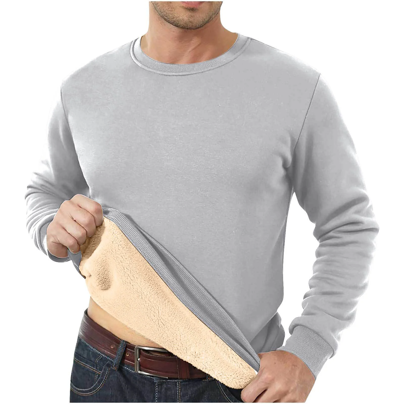 Autumn And Winter Sweatshirt Men's Velvet Round Neck Solid Color Loose Thermal… — image 9