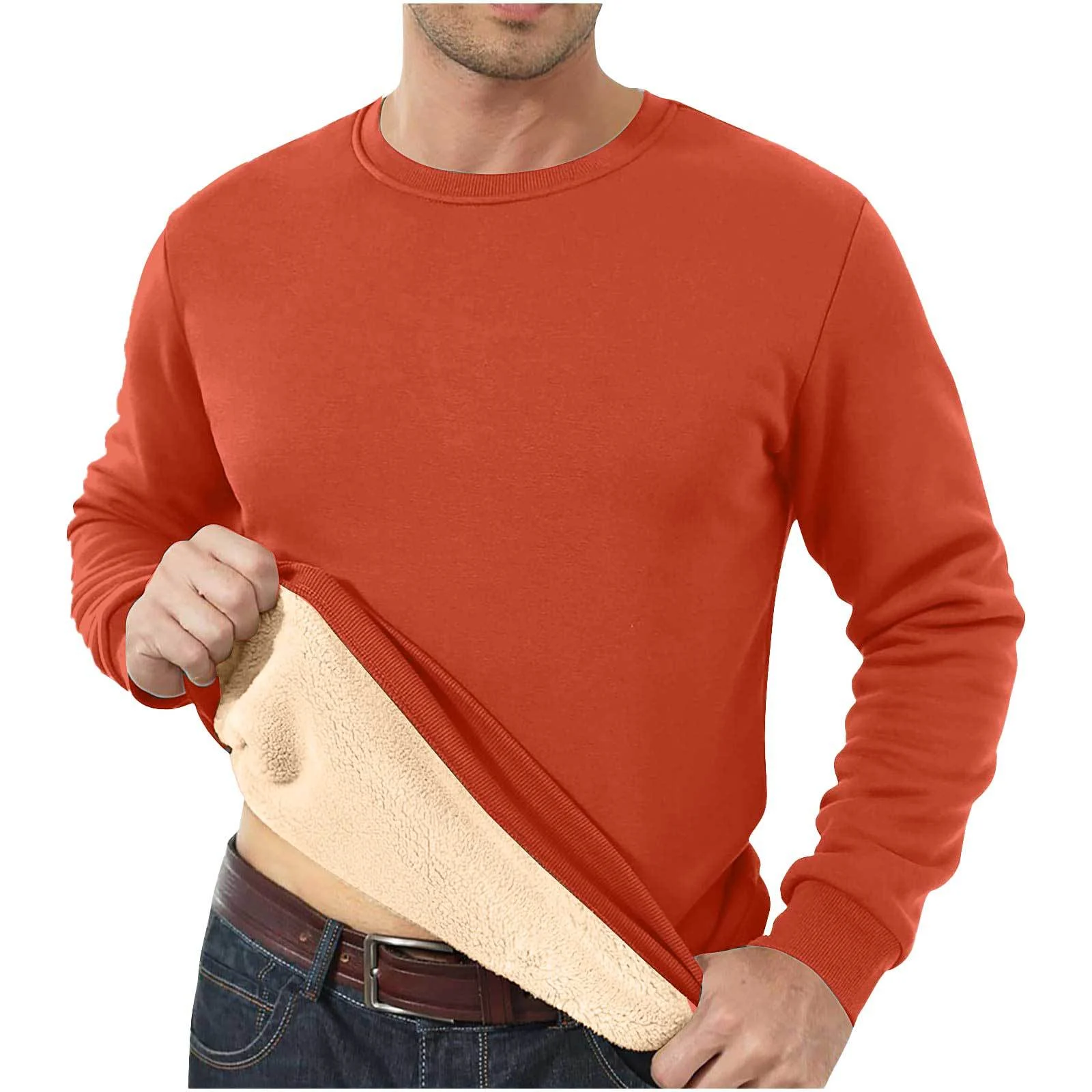 Autumn And Winter Sweatshirt Men's Velvet Round Neck Solid Color Loose Thermal… — image 8