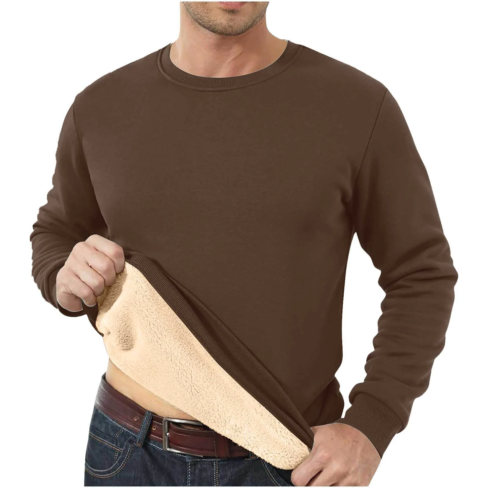 Autumn And Winter Sweatshirt Men's Velvet Round Neck Solid Color Loose Thermal… — image 7