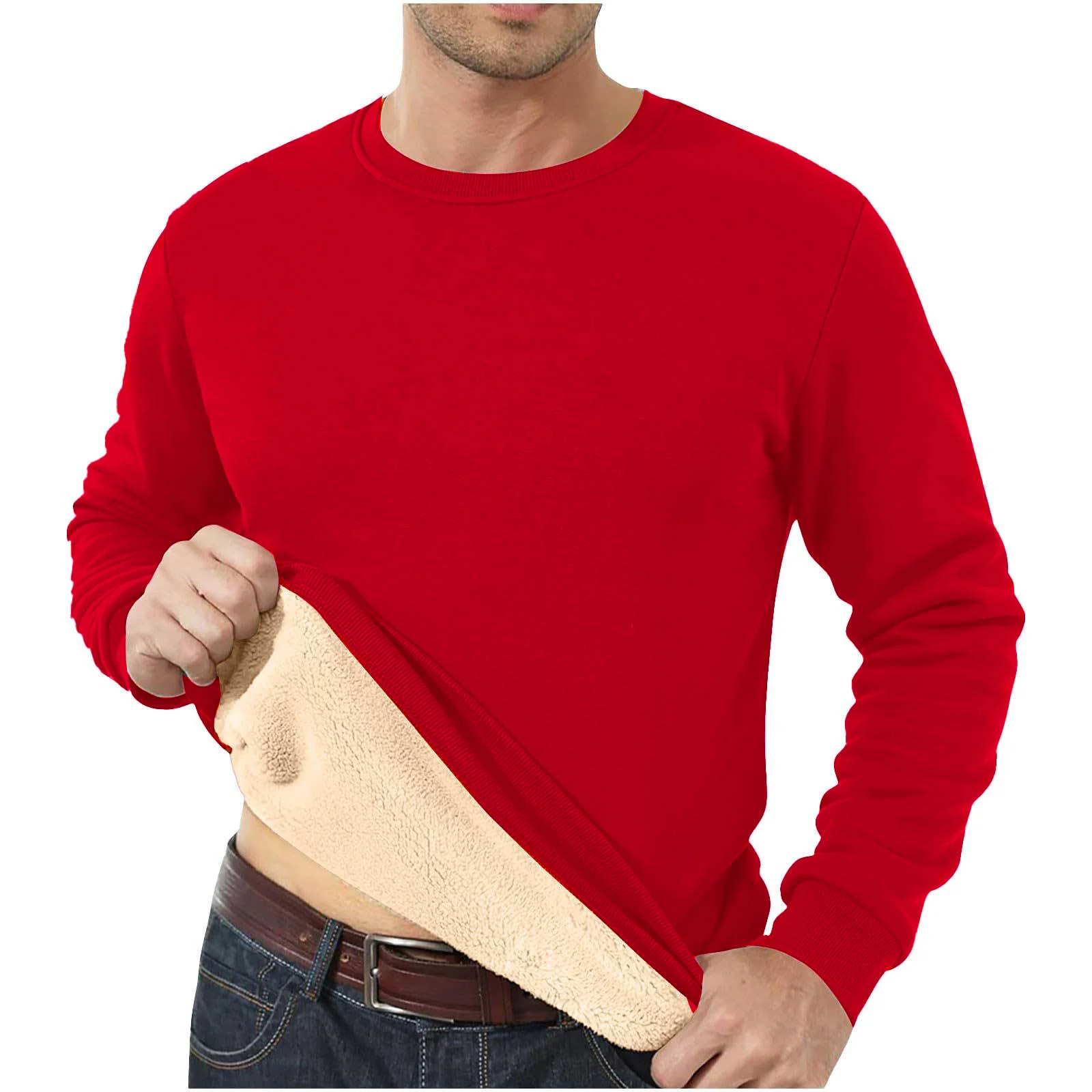 Autumn And Winter Sweatshirt Men's Velvet Round Neck Solid Color Loose Thermal… — image 15