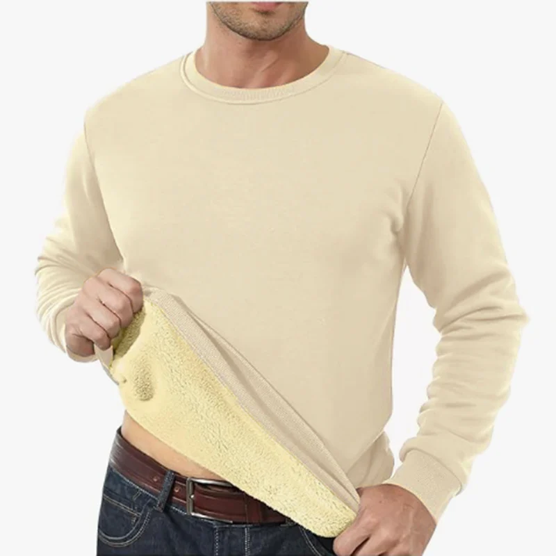Autumn And Winter Sweatshirt Men's Velvet Round Neck Solid Color Loose Thermal… — image 2