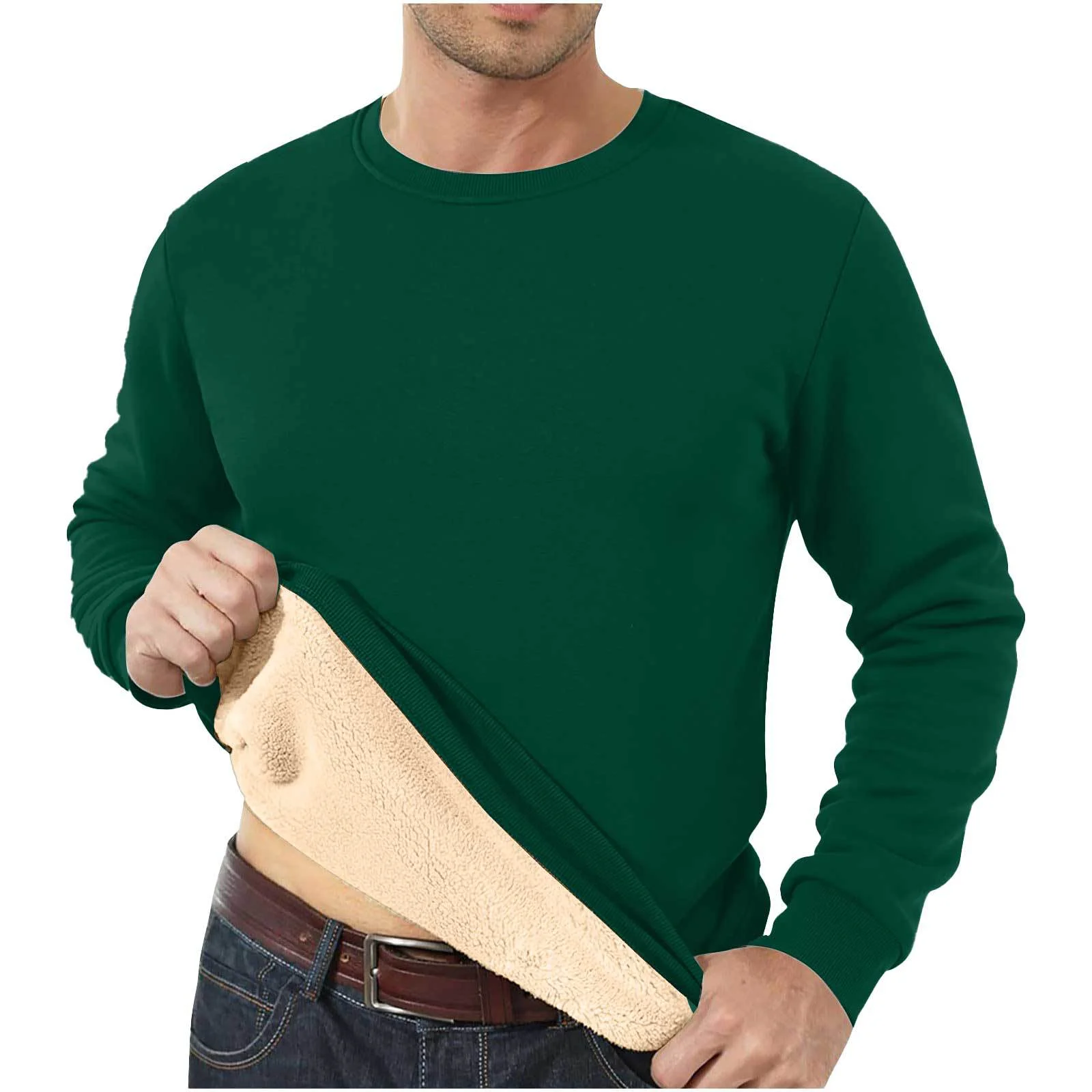 Autumn And Winter Sweatshirt Men's Velvet Round Neck Solid Color Loose Thermal… — image 14