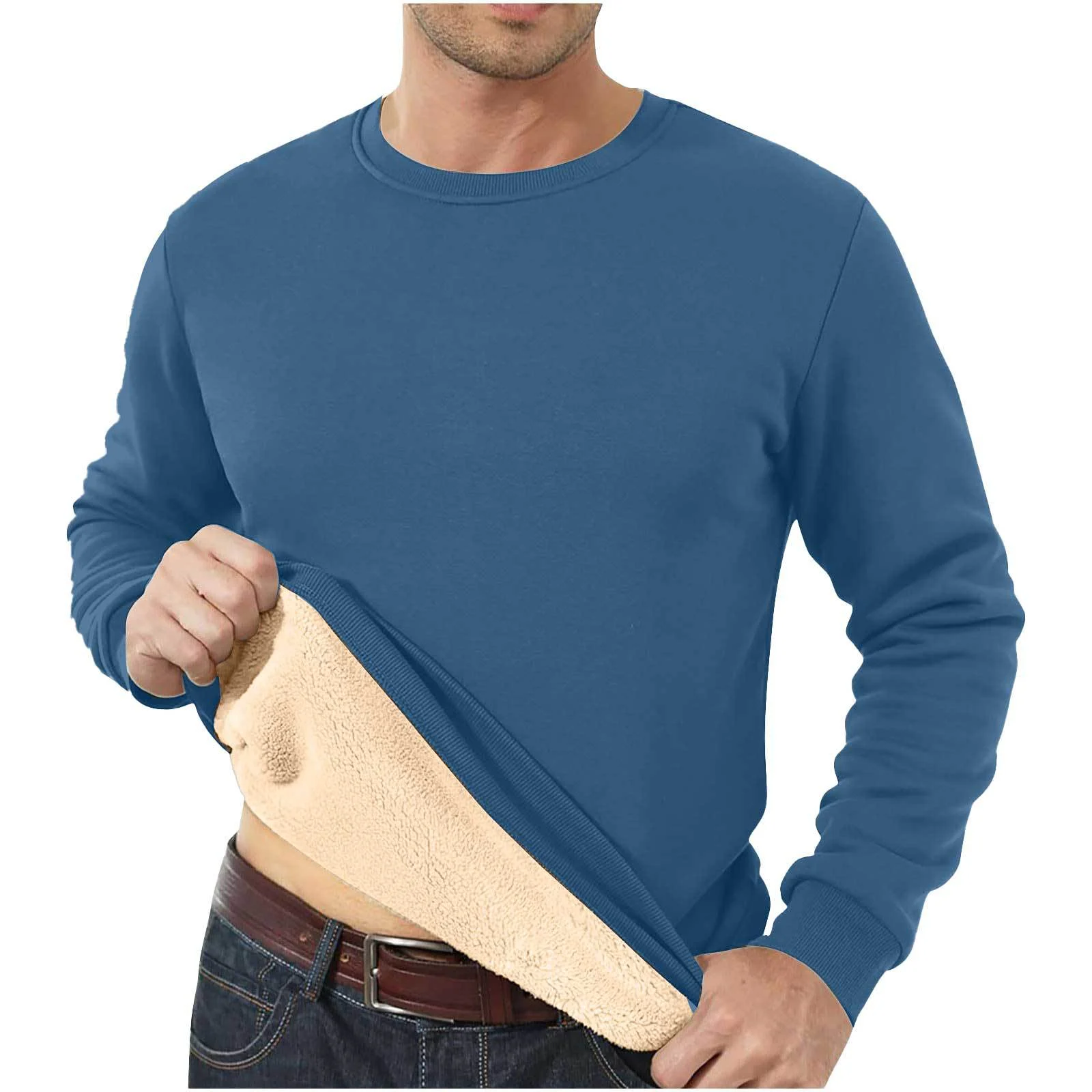 Autumn And Winter Sweatshirt Men's Velvet Round Neck Solid Color Loose Thermal… — image 6