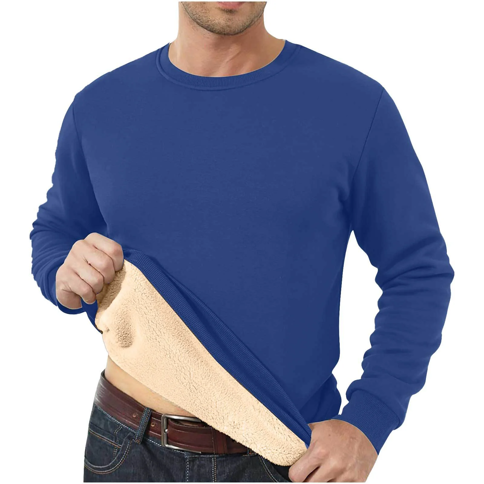 Autumn And Winter Sweatshirt Men's Velvet Round Neck Solid Color Loose Thermal… — image 13
