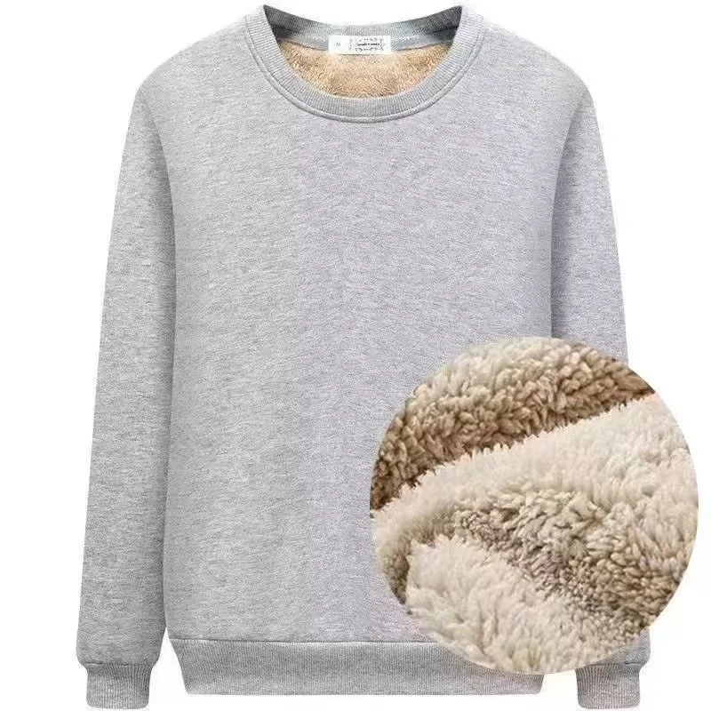 Autumn And Winter Sweatshirt Men's Velvet Round Neck Solid Color Loose Thermal… — image 4