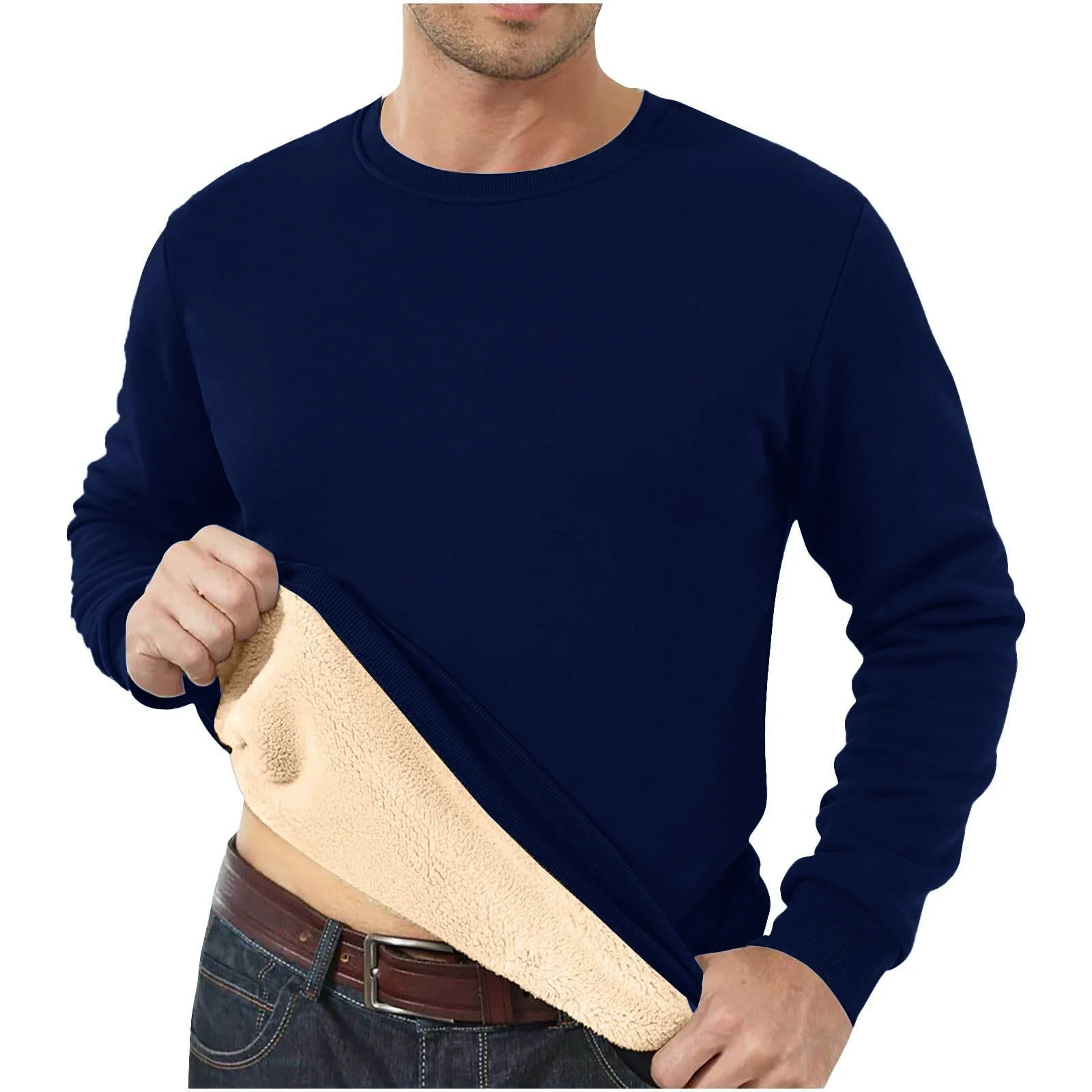 Autumn And Winter Sweatshirt Men's Velvet Round Neck Solid Color Loose Thermal… — image 3