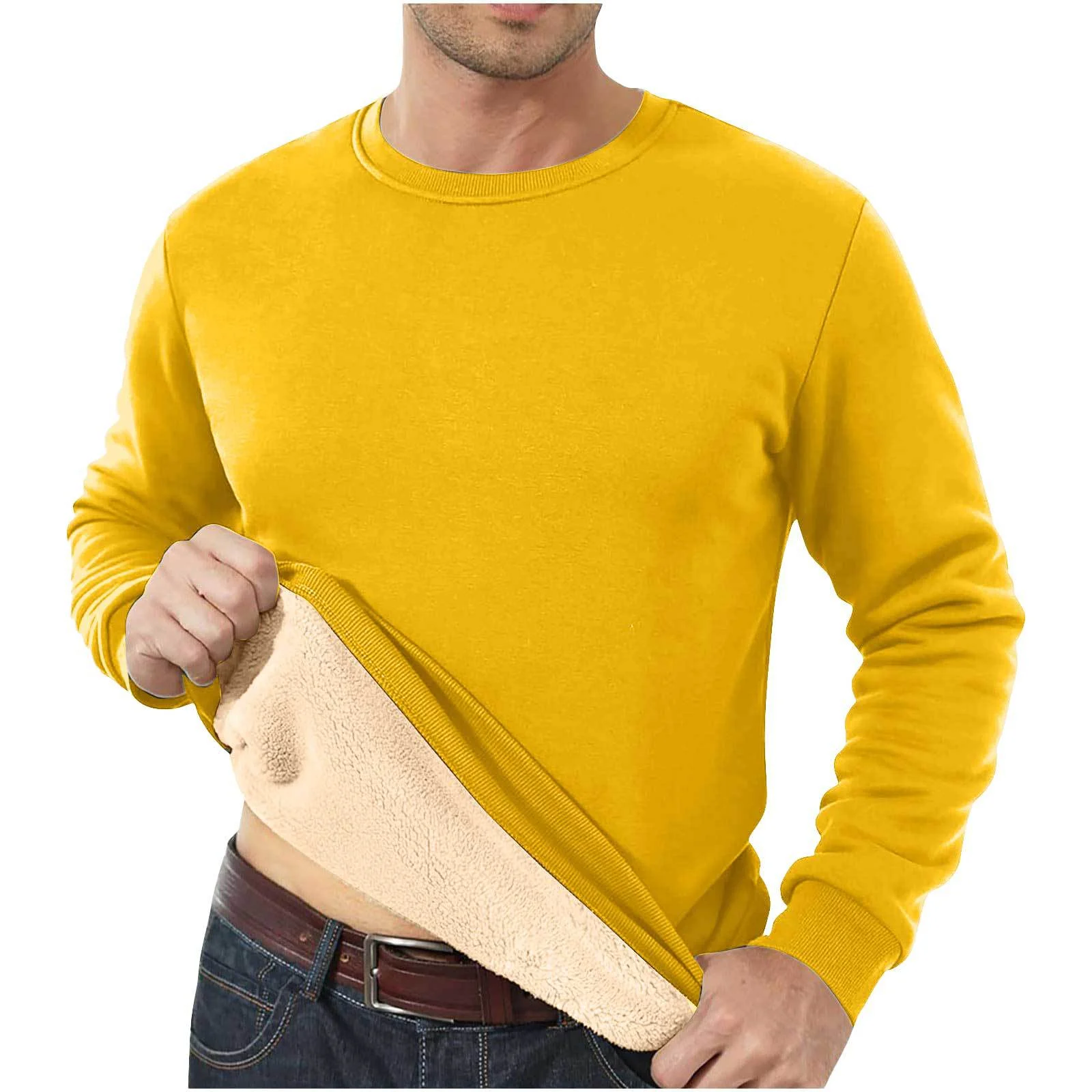 Autumn And Winter Sweatshirt Men's Velvet Round Neck Solid Color Loose Thermal… — image 12