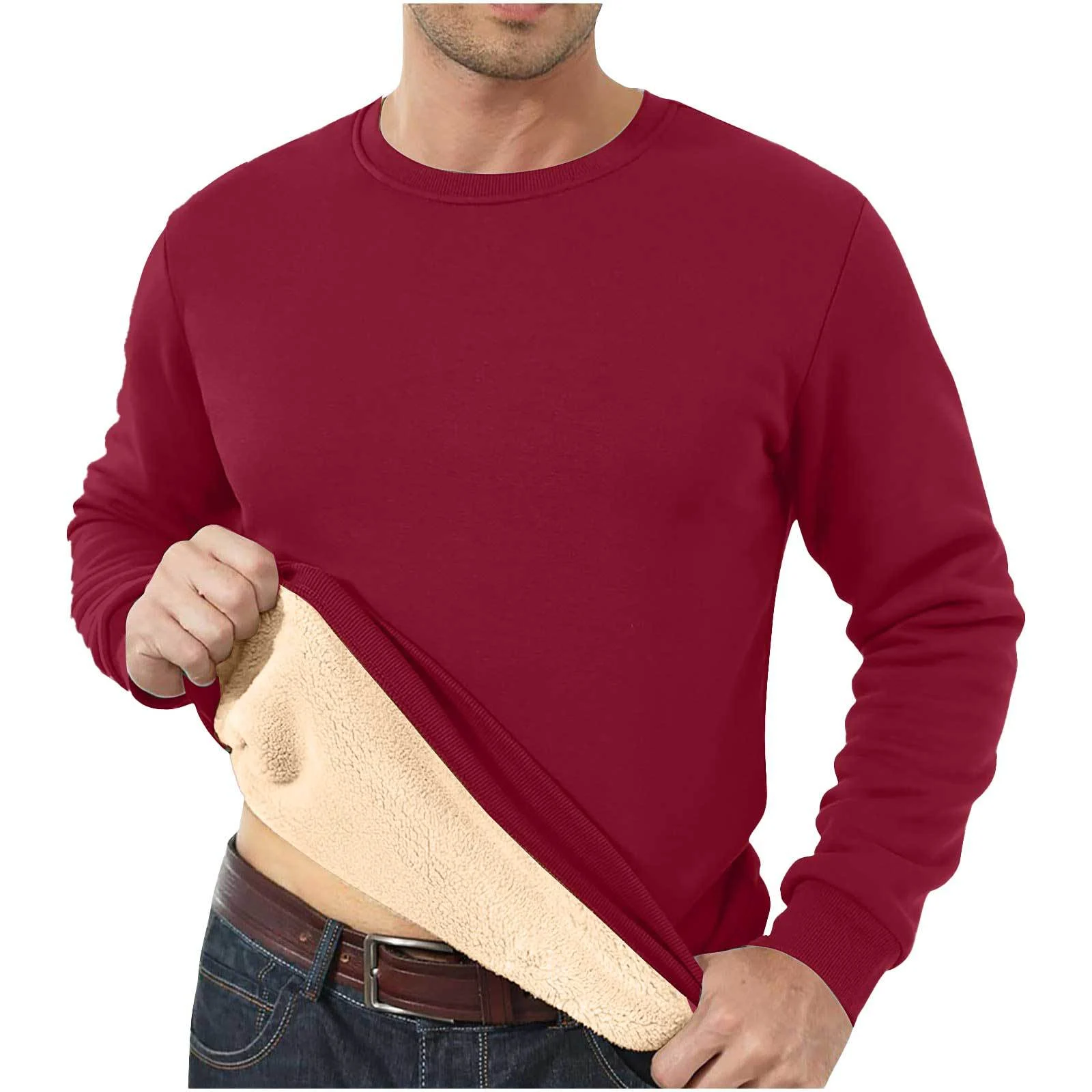 Autumn And Winter Sweatshirt Men's Velvet Round Neck Solid Color Loose Thermal… — image 11