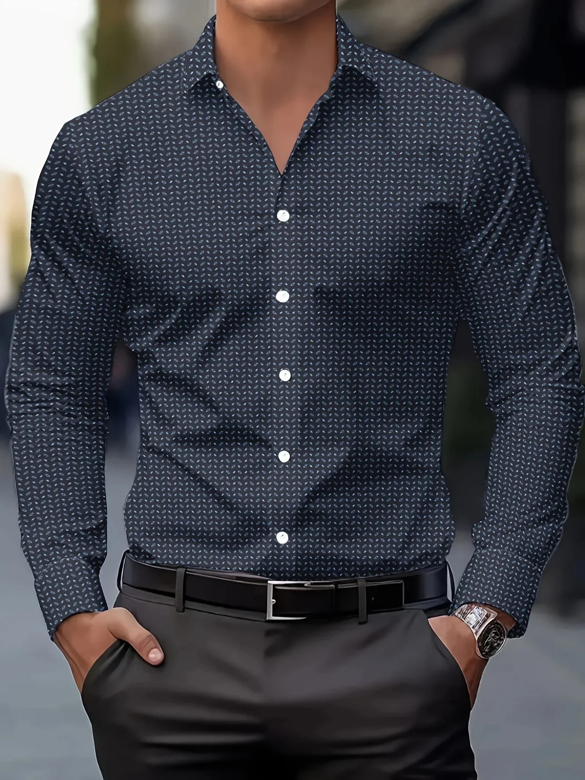 Autumn Men's Loose 3D Striped Shirt — image 7