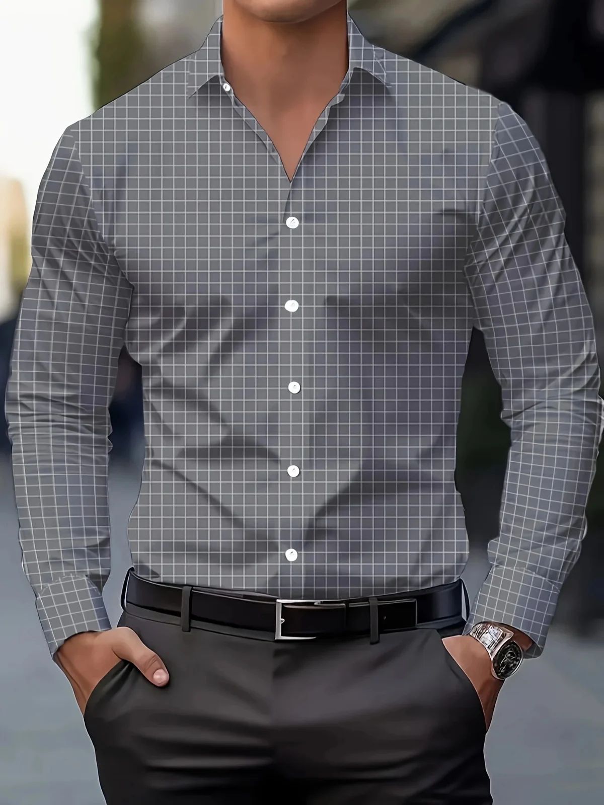 Autumn Men's Loose 3D Striped Shirt — image 2