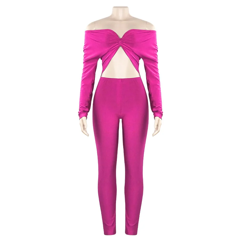 Autumn New Solid-color V-neck Jumpsuit — image 3