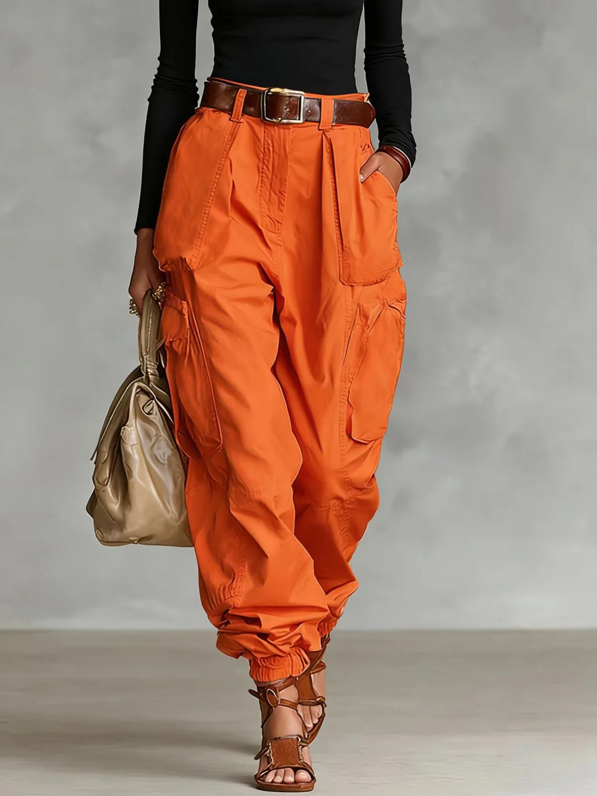 Autumn Street High Waist Work Pants Loose Wide Leg Non Elastic Regular Thickness — image 5