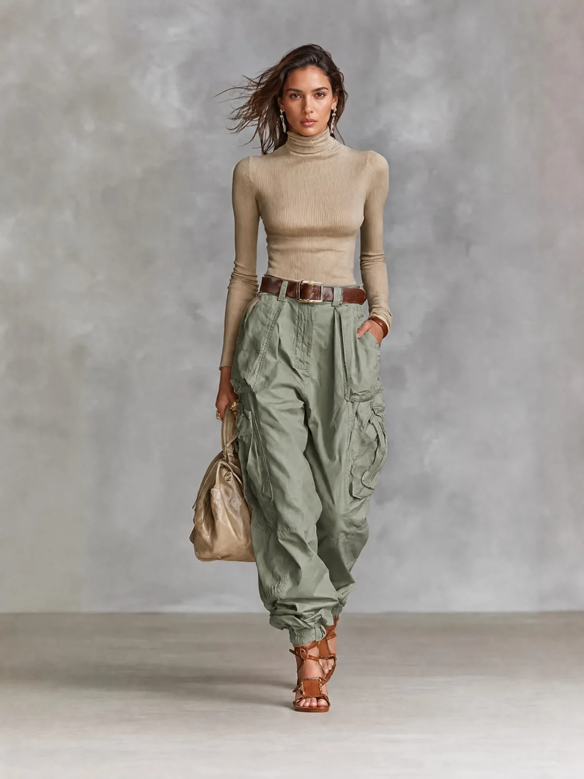 Autumn Street High Waist Work Pants Loose Wide Leg Non Elastic Regular Thickness — image 19