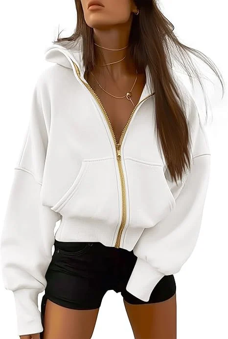 Autumn Winter New Women's Fashion Zipper Hooded Long Sleeve Short Sportswear Casual… — image 5