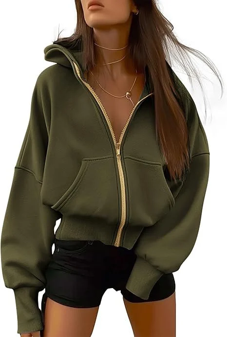 Autumn Winter New Women's Fashion Zipper Hooded Long Sleeve Short Sportswear Casual… — image 6