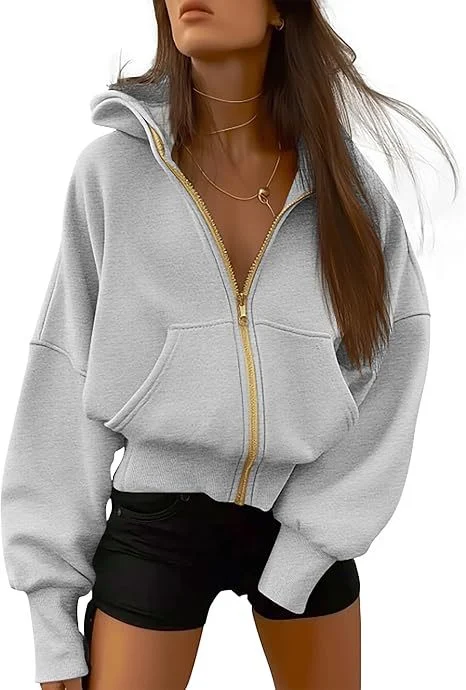 Autumn Winter New Women's Fashion Zipper Hooded Long Sleeve Short Sportswear Casual… — image 3