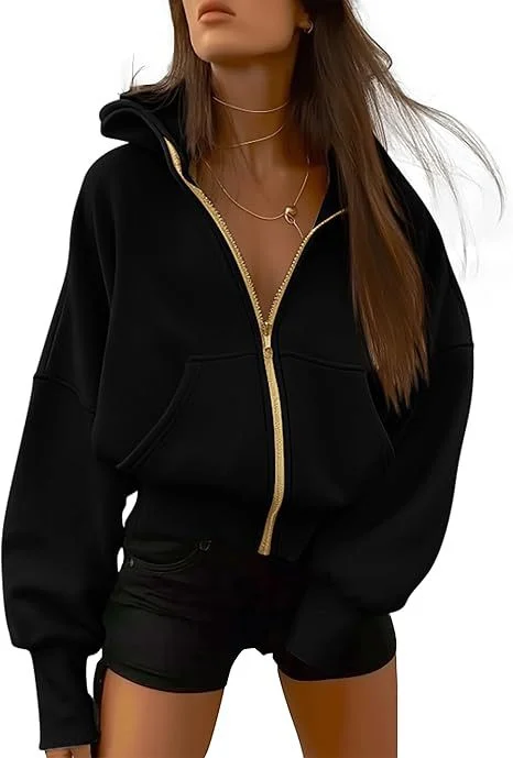 Autumn Winter New Women's Fashion Zipper Hooded Long Sleeve Short Sportswear Casual… — image 9